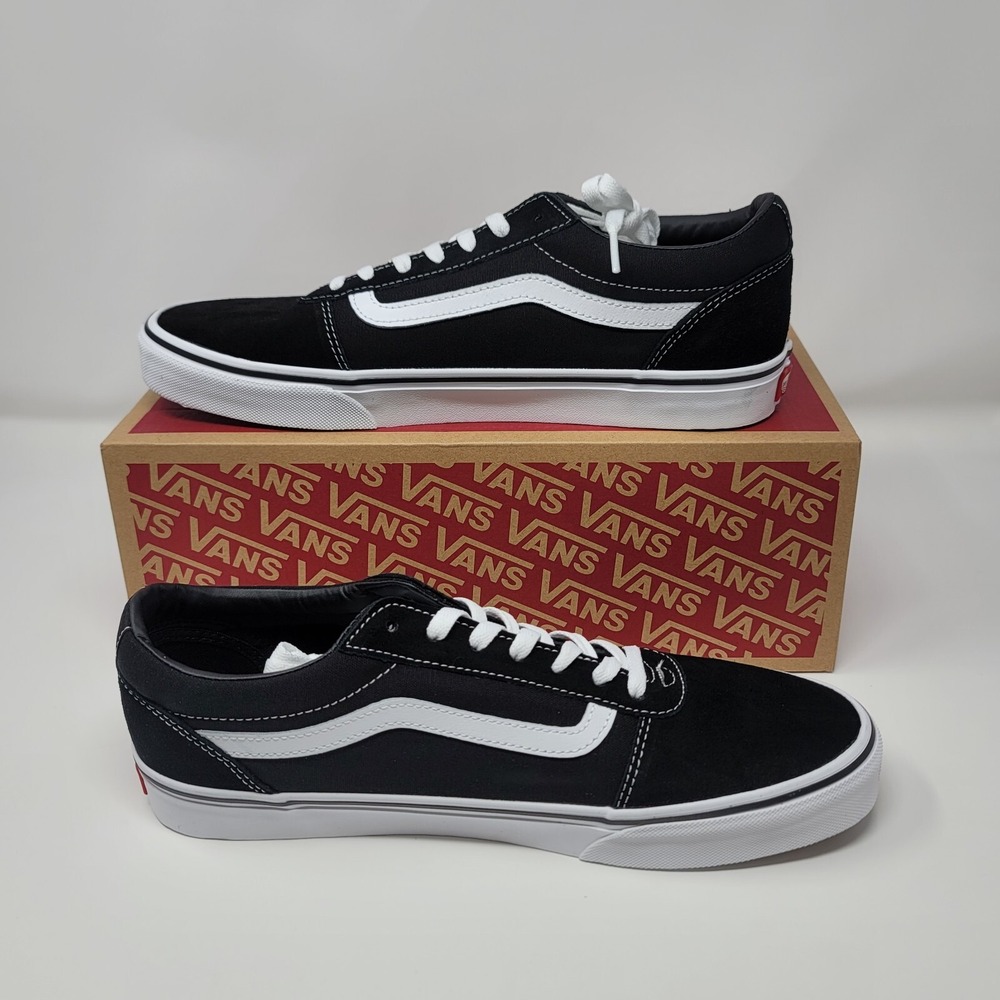 Vans Ward Waffle Classic Low Top Skate Shoes Black White Lace‎ Up VN0A36EMC4R